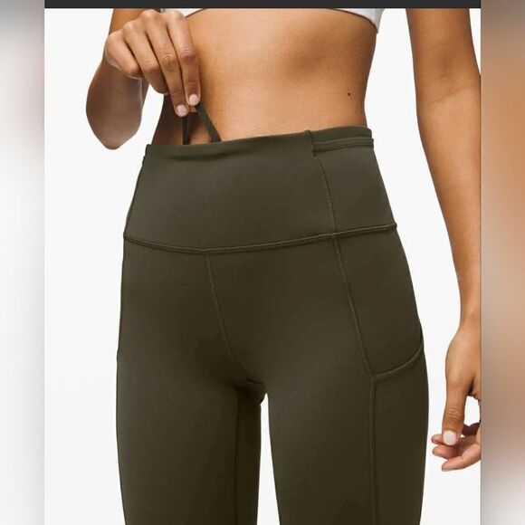 Lululemon Fast Free High-Rise Legging Crop 19" Size 6 Dark Olive Green Nulux - Picture 3 of 12